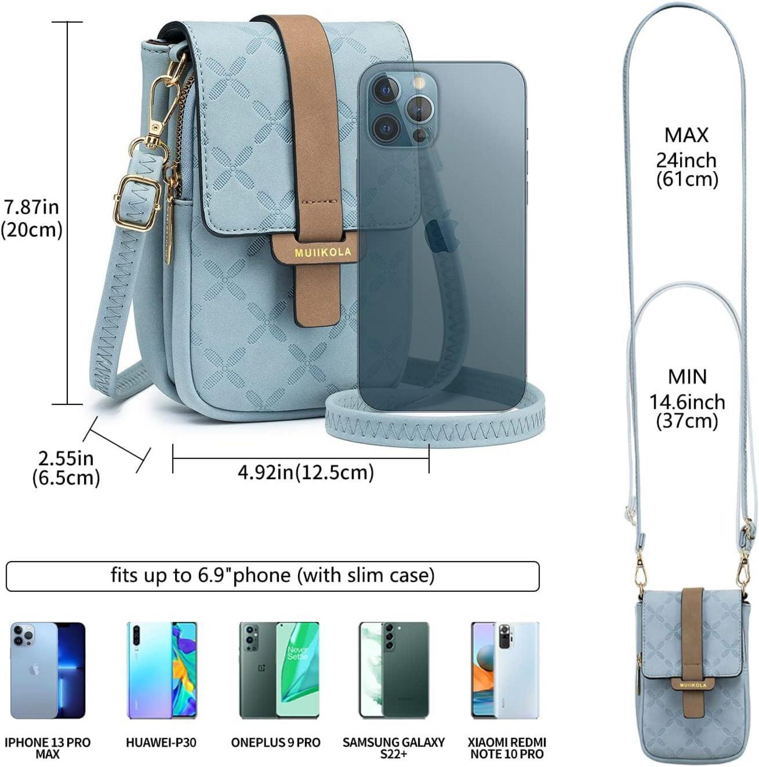 Handytasche RFID-Blockierung Damen Leder große Kapazität neu-blau