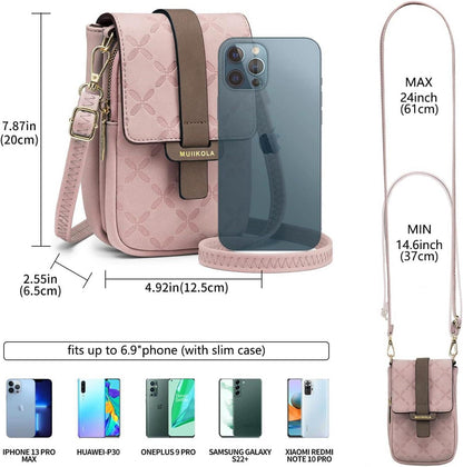 Handytasche RFID Blockierung große Kapazität Damen Leder Umhängetasche Neu-rosa