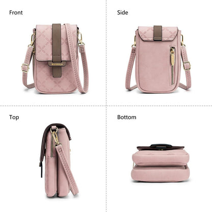 MUIIKOLA Damen Handytasche Leder Umhängetasche RFID Neu-rosa