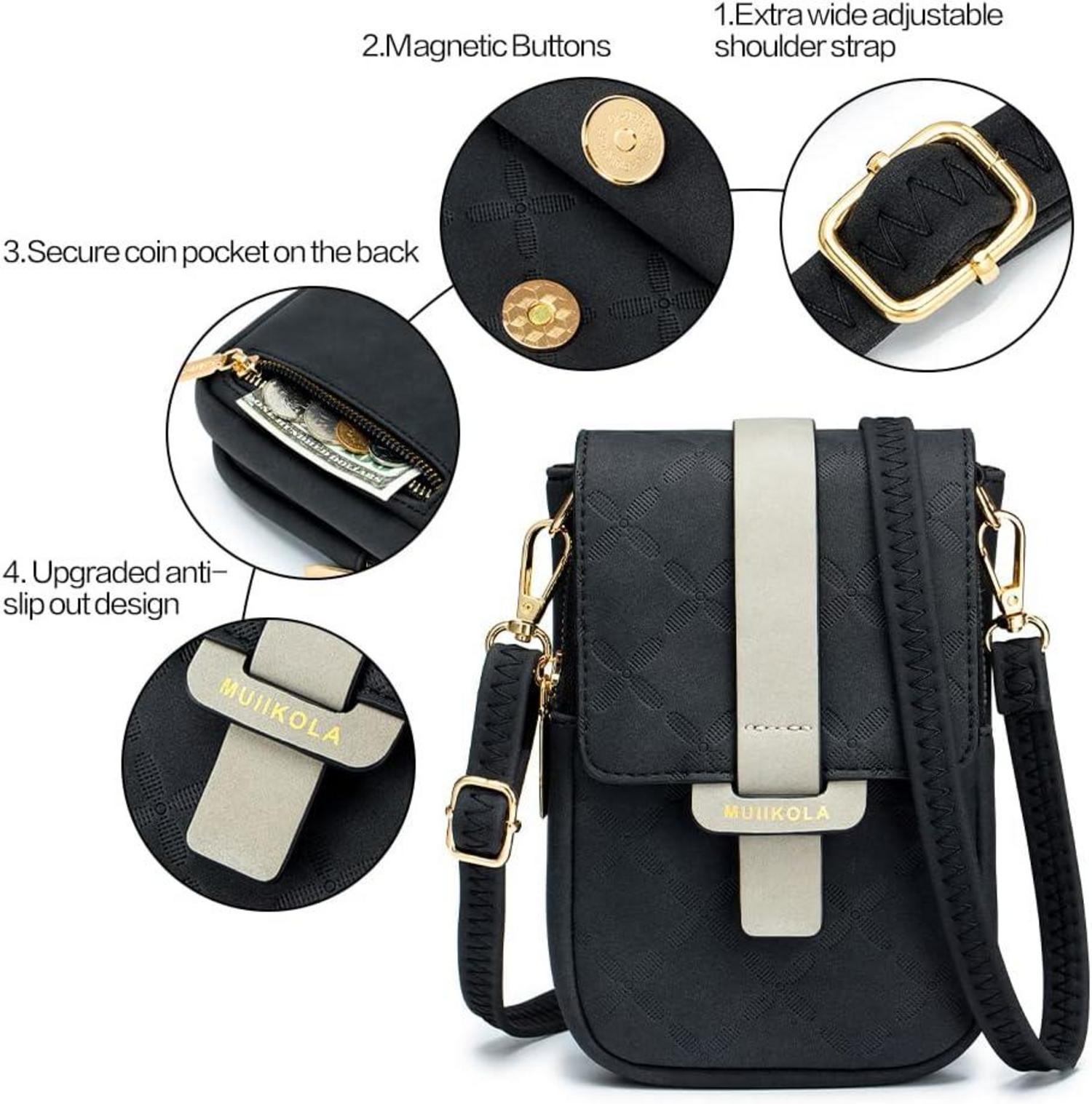 MUIIKOLA RFID Handytasche Damen Leder mit Geldbörse größe