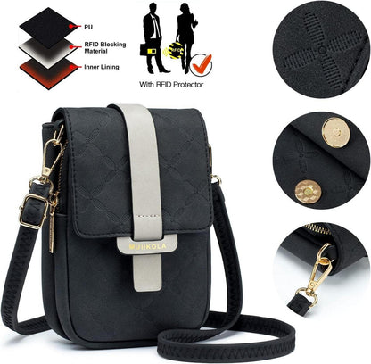 Handytasche RFID-Blockierung Damen Leder große Kapazität Schwarz