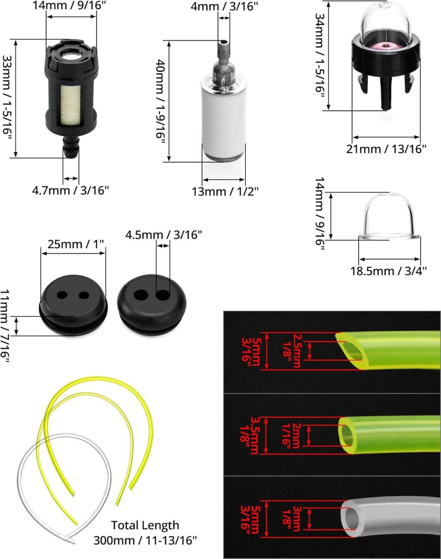 Universal Benzinschlauch-Kit, Benzinfilter & Dieselschlauch 30cm, 2mm