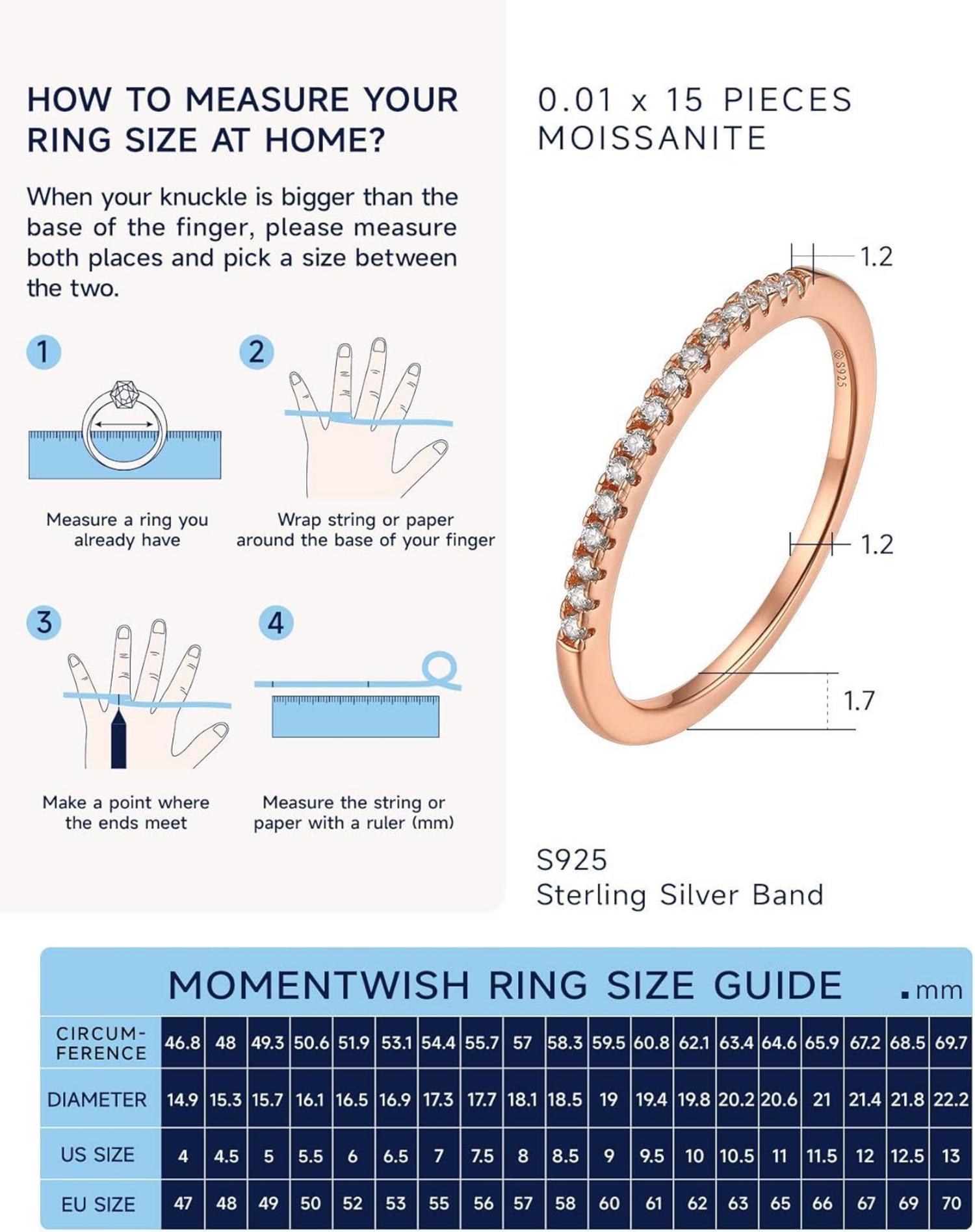MomentWish Moissanit Verlobungsring Ehering Rosegold 925 Sterling Silber