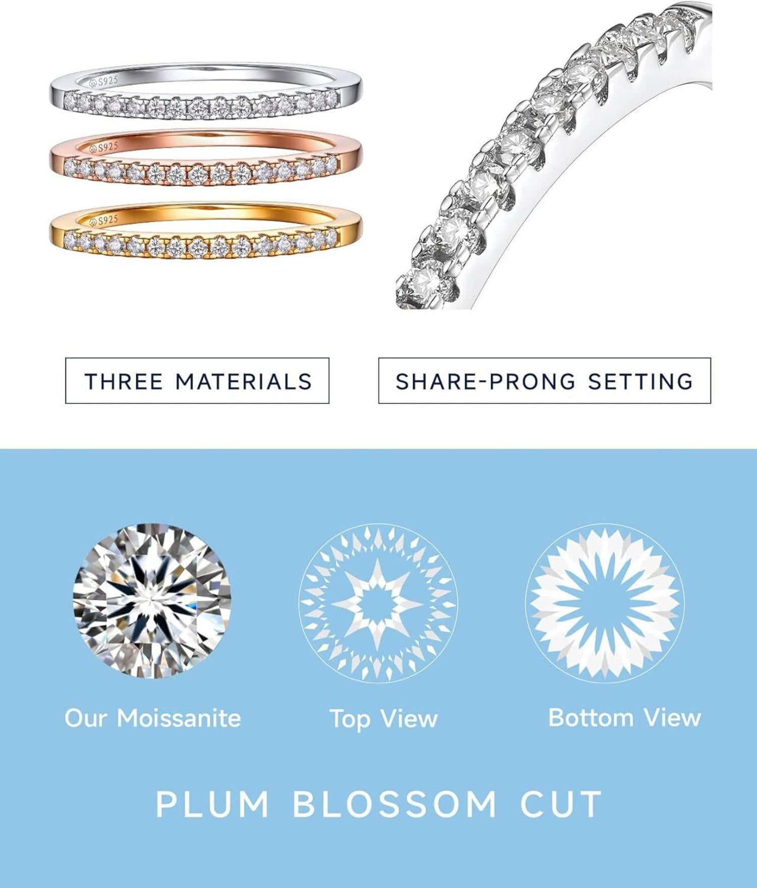 Moissanit Diamant Verlobungsring Silber 925 Ehering Bandring Herren Damen