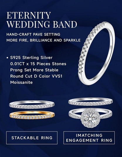 Moissanit Verlobungsring 925 Silber Rosegold Bandring