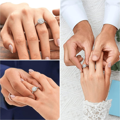 Verlobungsring Damen 925 Silber 1 Karat Moissanit Halo