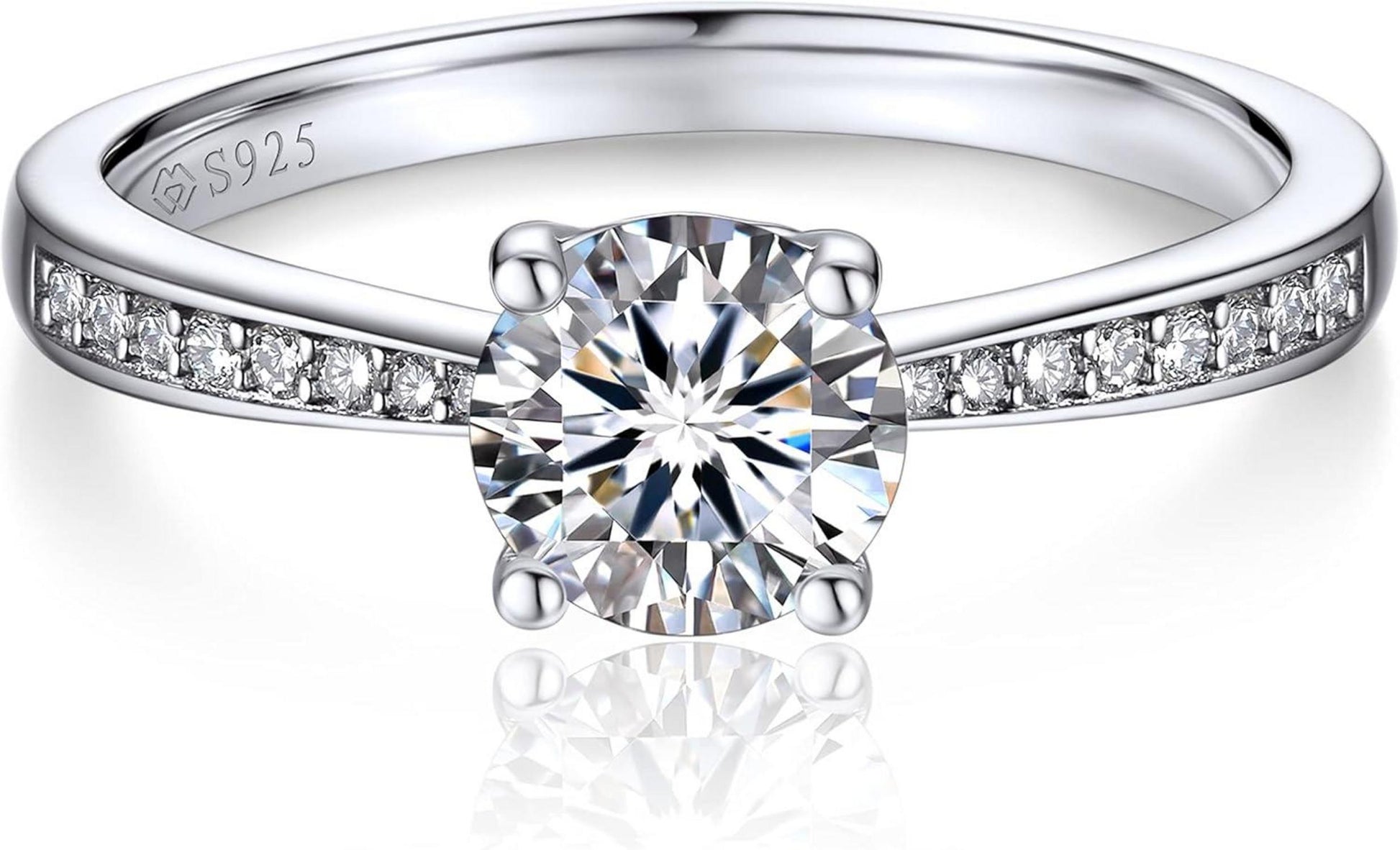 Verlobungsring Damen 1 Karat Moissanite Diamant 925 Silber VVS1 D