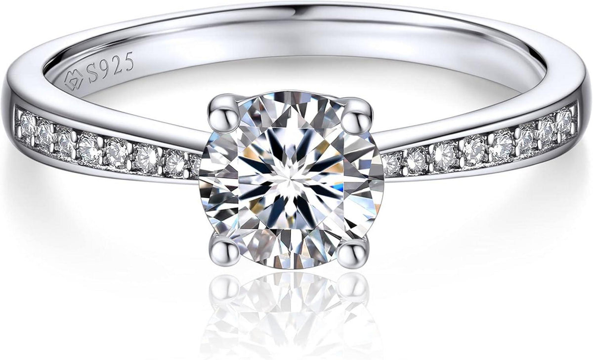 Verlobungsring Damen 1 Karat Moissanit Diamant 925 Silber VVS1