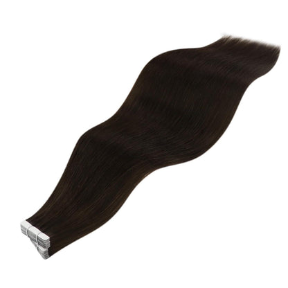 Dunkelbraune Tape Extensions Echthaar 70 cm
