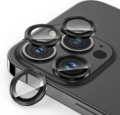 Kameraschutz für iPhone 14 Pro/Pro Max, 4er Pack, 9H Glas, Schwarz