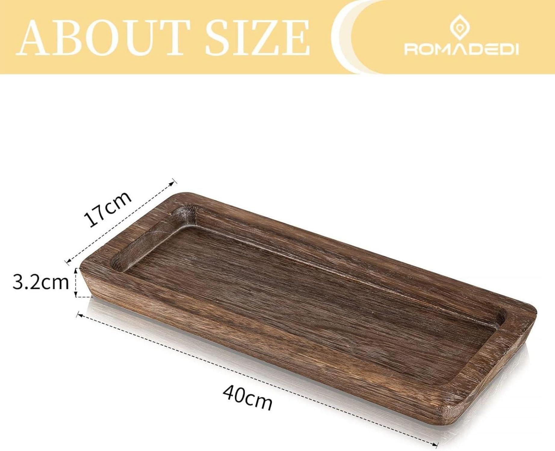 Holztablett Rechteckig Deko 40cm x 17cm kerzentablett Landhaus