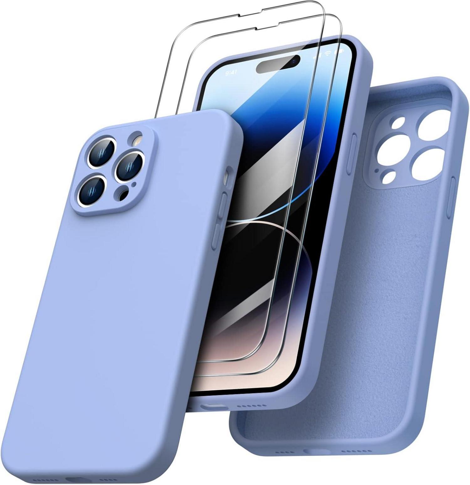 iPhone 14 Pro Max Hülle 6,7 Zoll 2022 Panzerglas Handyhülle Hellblau