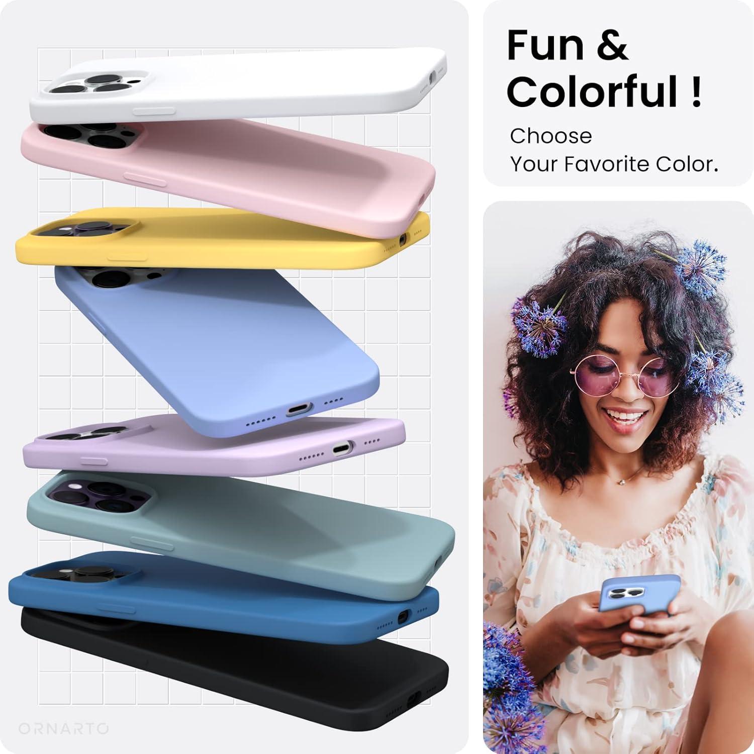 ORNARTO Silikon Hülle für iPhone 14 Pro Max 6,7 Zoll Flüssig Silikon Handyhülle Hellblau