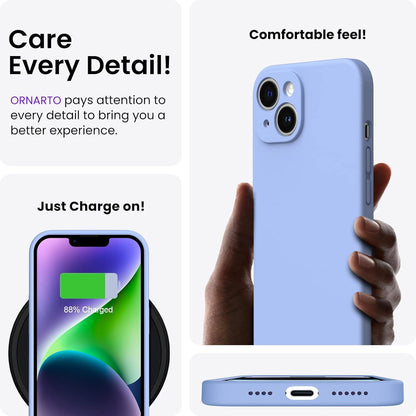 ORNARTO iPhone 14 Plus Hülle 6,7 Zoll 2022 + Panzerglasfolie Gel Silikon Case Hellblau