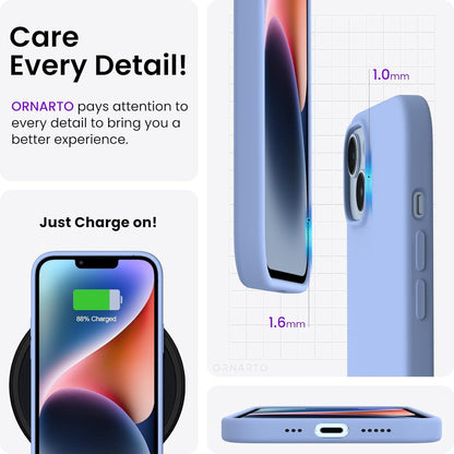 iPhone 14 Hülle 6,1 Zoll 2022 Silikon Case Flüssig Voller Schutz Hellblau