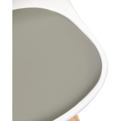 Skandinavische Esszimmerstühle Set Grau & Weiß mit Kissen in Lederoptik