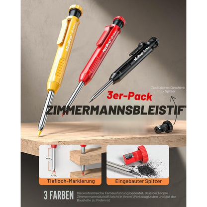 Zimmermannsbleistifte Set mit Minen & Anreißwerkzeug
