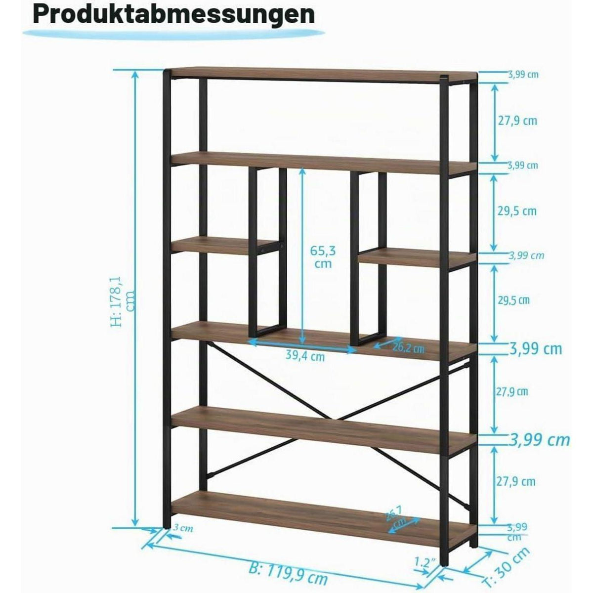 6-Ebenen Bücherregal | Standregal für Wohnzimmer, Büro & Schlafzimmer