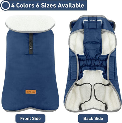 Hundemantel Winter Fleece Gefüttert Wasserdicht Navy XXL