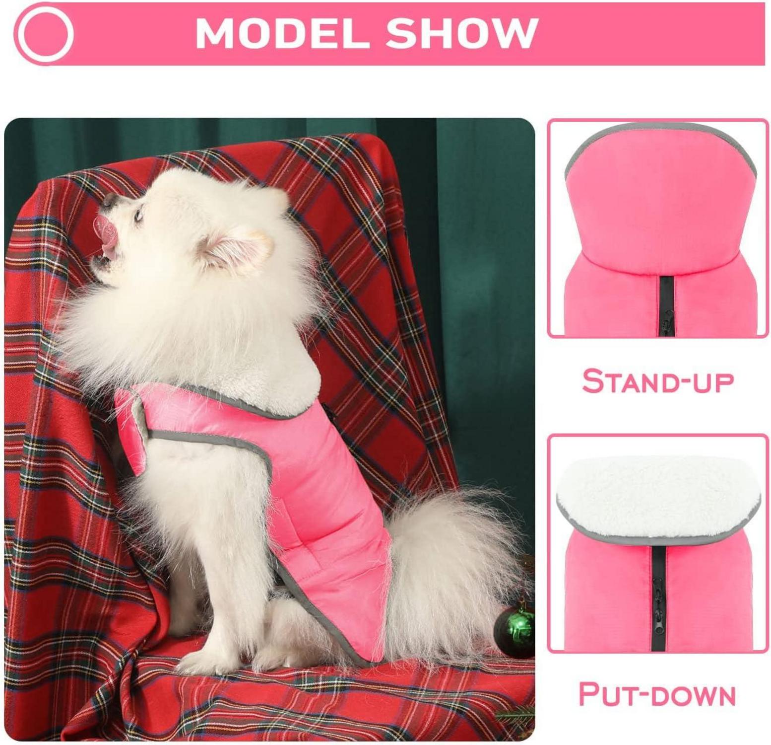 Hundemantel Winterjacke Pink XXL wasserdicht Fleece-lined Klettverschluss