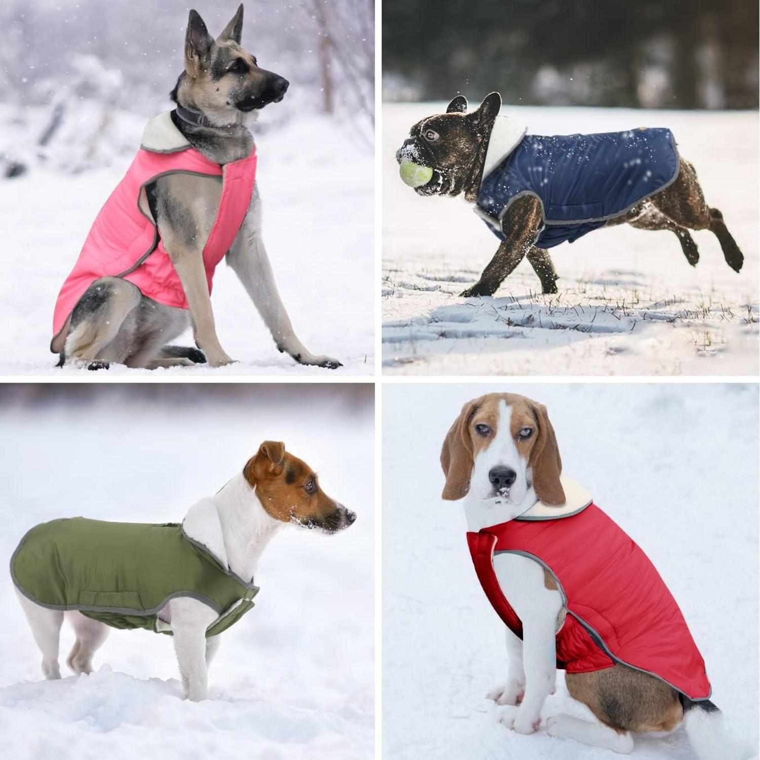 Reflektierender Hundemantel Winter mit Fleece gefüttert Rot XXXL