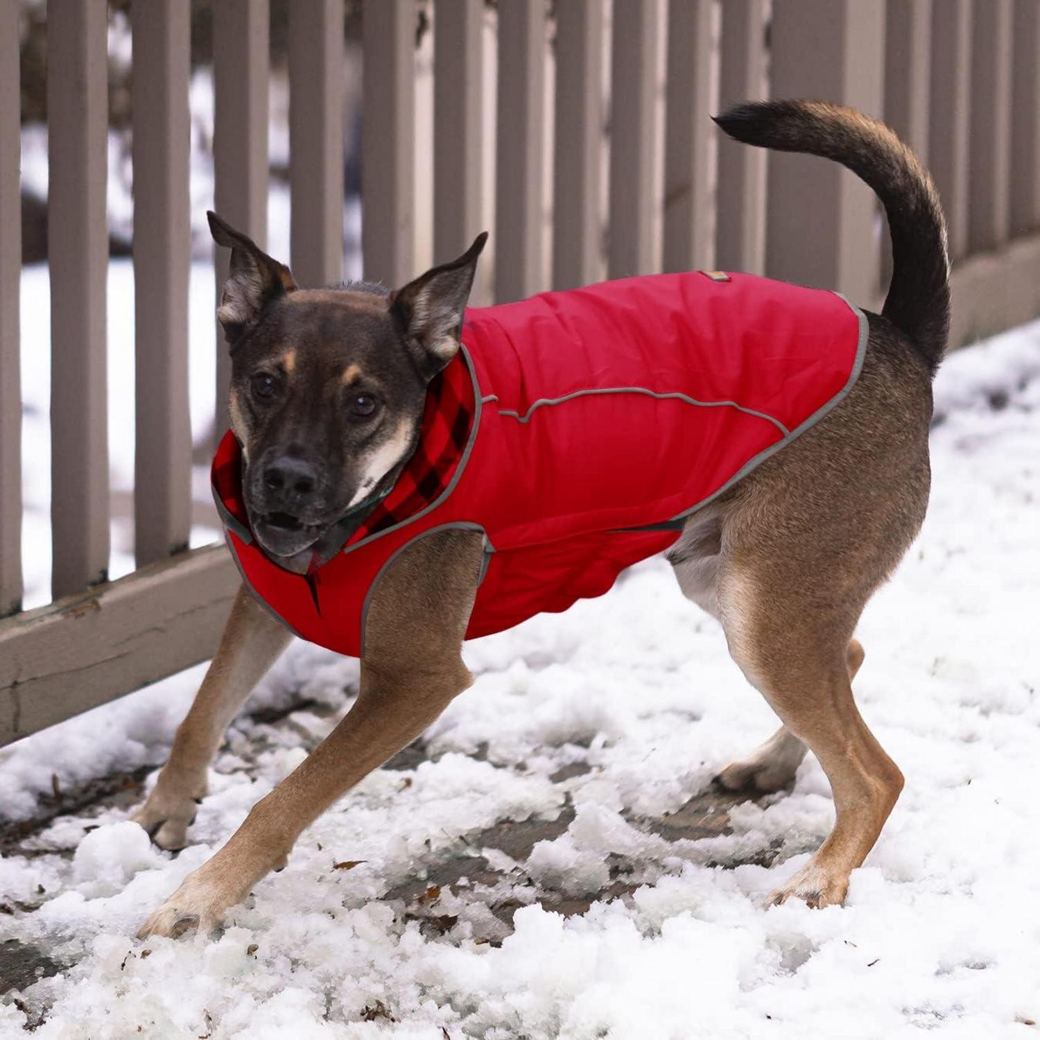 Wendbarer Wintermantel Hunde reflektierende Baumwolle XL Rot
