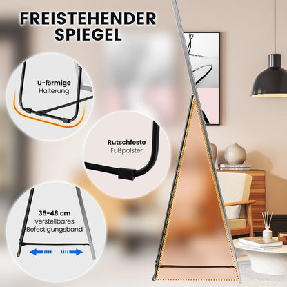 Ganzkörperspiegel 160x40cm – Stand- & Wandspiegel mit Aluminiumrahmen