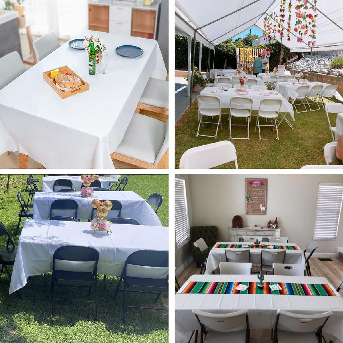 CHEPULA Einweg Tischdecke Weiß 137x274cm - 4er Pack - Wasserdicht - Hochzeit