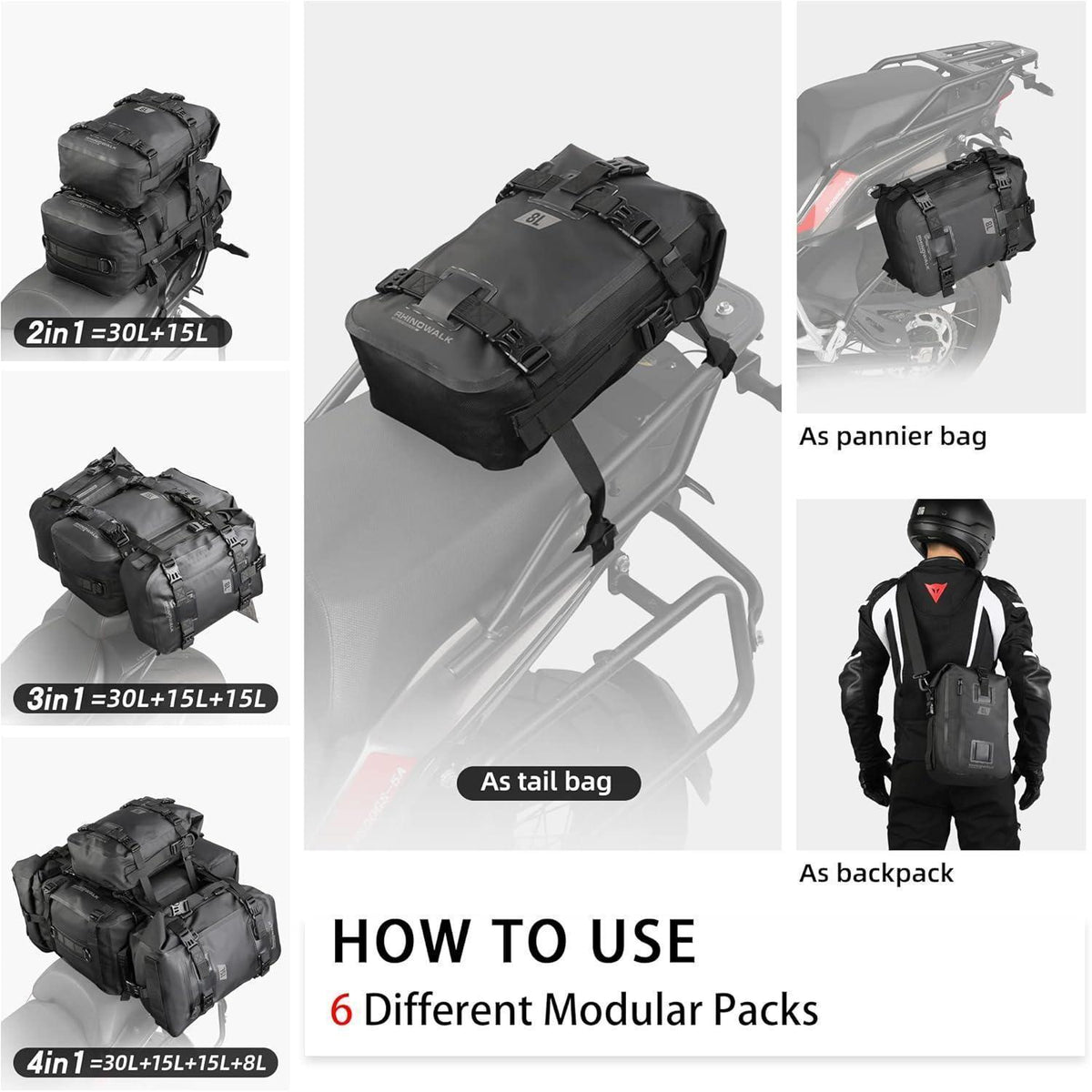 Motorrad Sitztasche Wasserdicht 8/15/30L Gepäckträger Tasche