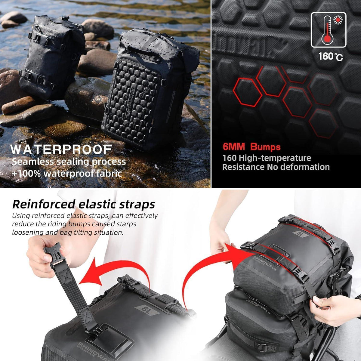 Motorrad Sitztasche 15L Wasserdicht – Gepäckträger & Satteltasche