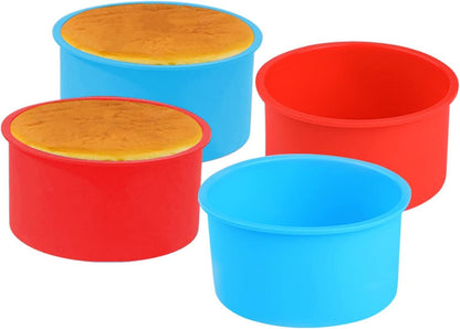 4er Set Silikon Backformen für Mini Kuchen 4 Zoll