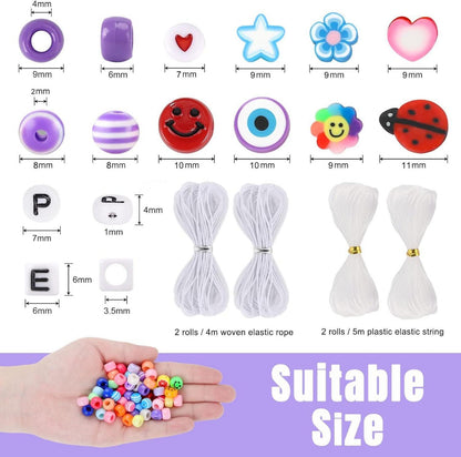 Pony Beads für Kinder Mädchen 1170 Stk DIY Schmuck Perlen 18 Farben