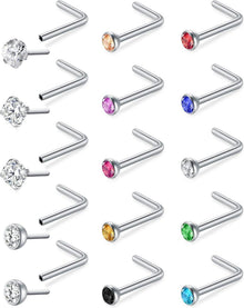 Nasenpiercing Set Chirurgenstahl Zirkonia 20G 8-18 Stück Opal CZ
