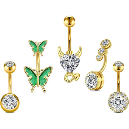 Bauchnabelpiercing Gold 14G Schmetterling Piercing