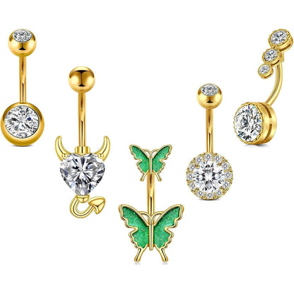 Bauchnabelpiercing Gold 14G Schmetterling Piercing