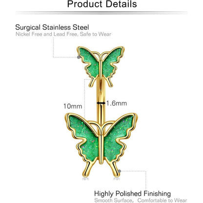 Bauchnabelpiercing Gold 14G Schmetterling Piercing