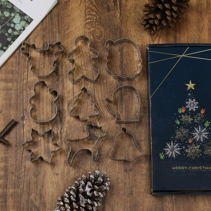 Weihnachts Ausstechformen Set 9 Stück Backen Weihnachtsbaum Lebkuchenmann Schneeflocke Santa
