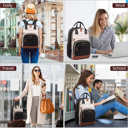Großer Laptop Rucksack 17 Zoll Wasserdicht Schwarz Beige