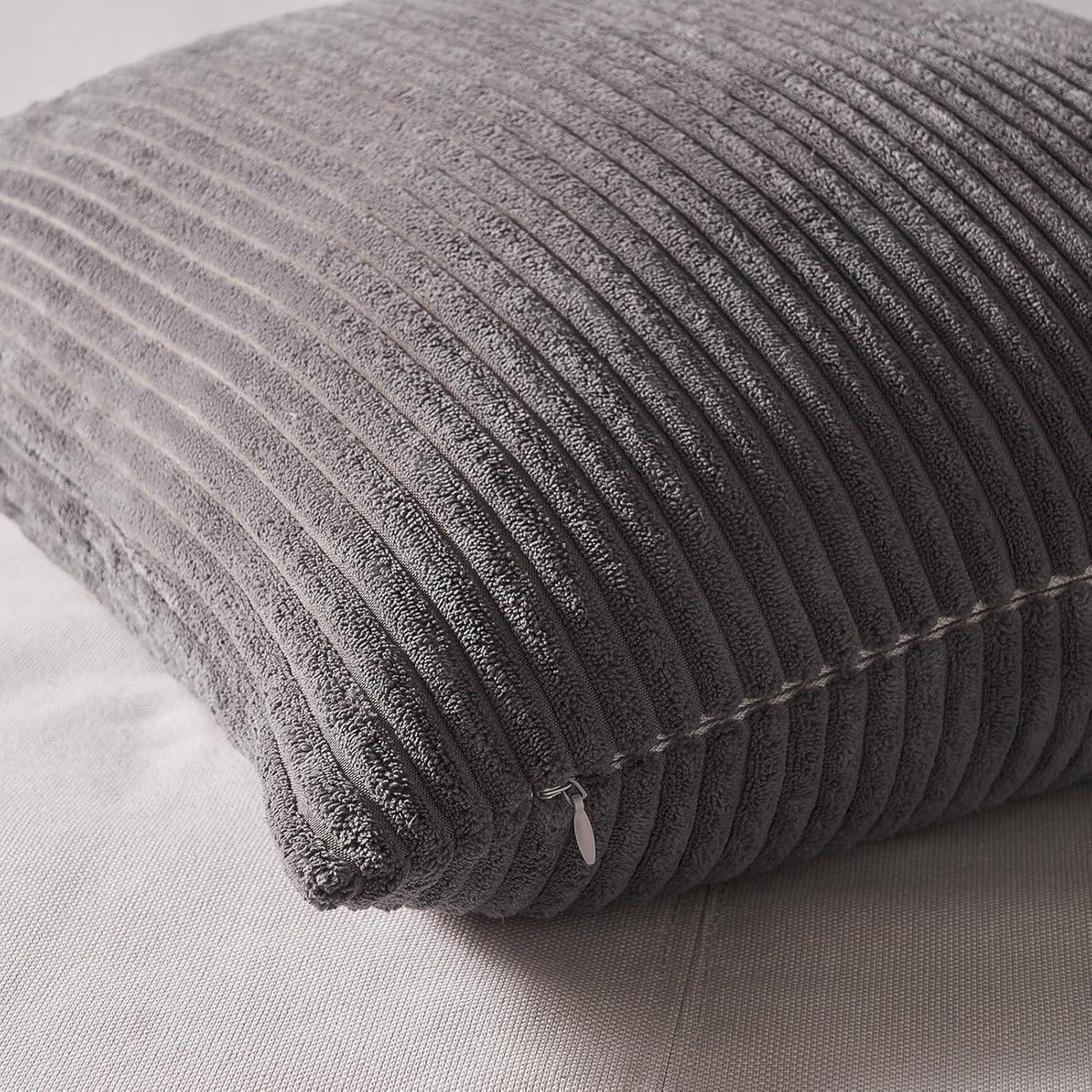 Topfinel Kissenbezug 50x50 grau 4er Set Kordsamt flauschig