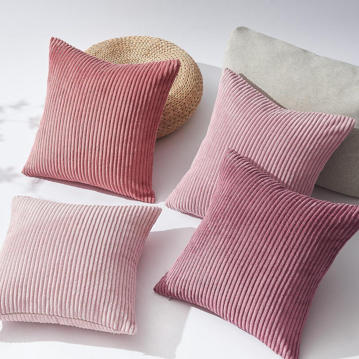 Topfinel Kissenbezug 50x50cm rosa 4er Set Kordsamt flauschig