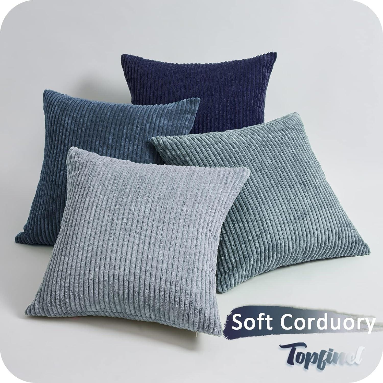 Blauer Kordsamt Kissenbezug 40x40 4er Set für Sofa Wohnzimmer Kinder