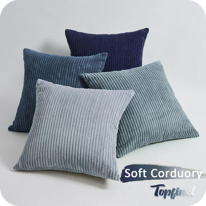 Blauer Kordsamt Kissenbezug 40x40 4er Set für Sofa Wohnzimmer Kinder