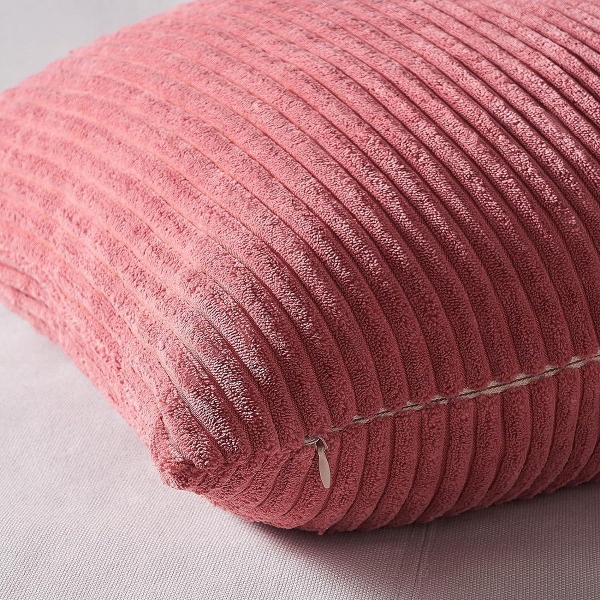 Kordsamt Kissenbezüge Set 40x40cm Rosa Gestreift