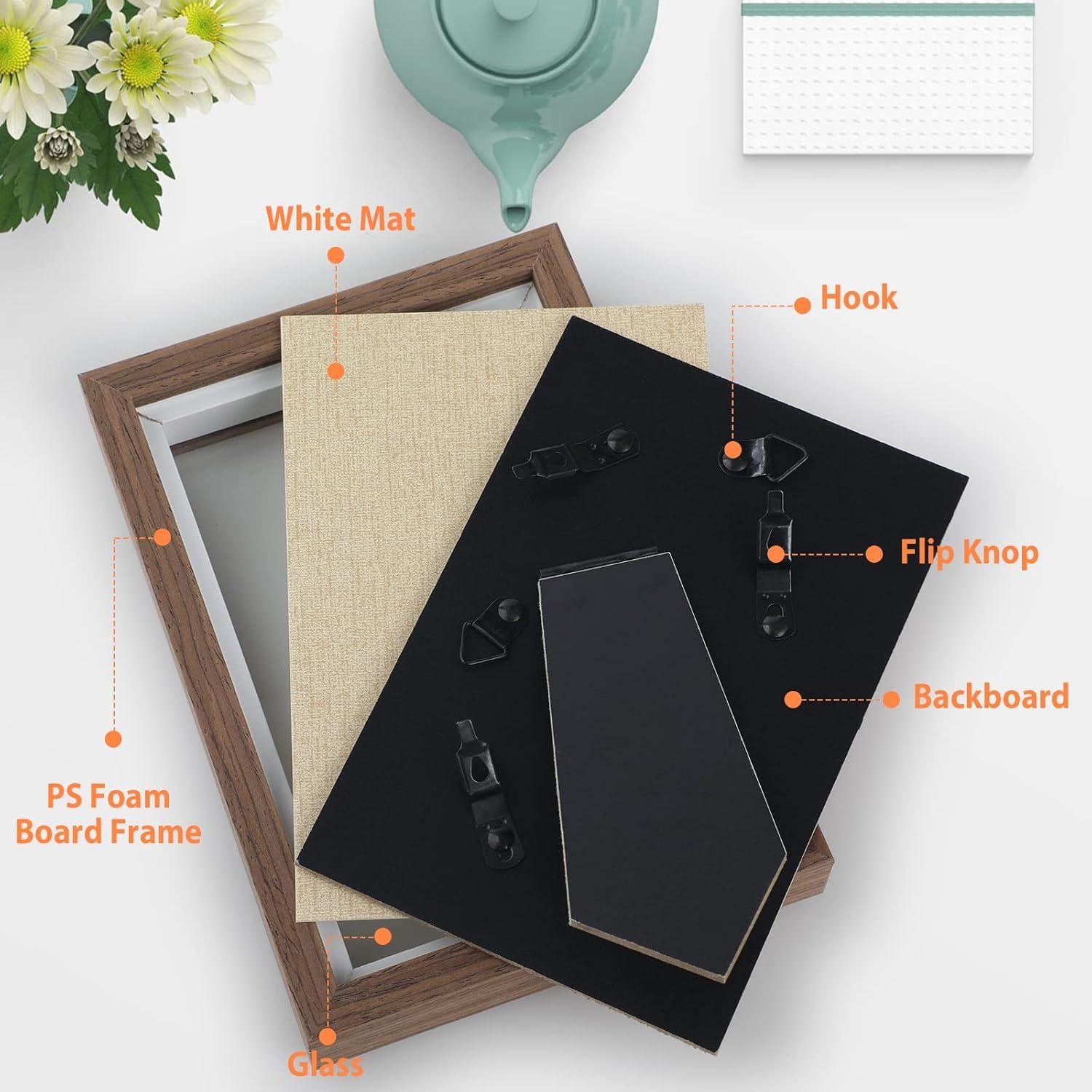 3D Bilderrahmen 10x15 cm 3er Set mit Clips und Glas - Braun