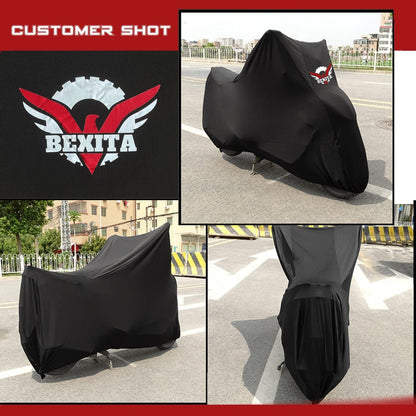Motorrad Abdeckplane XL Schwarz Atmungsaktiv Stretch Stoff Innen Roller Garage