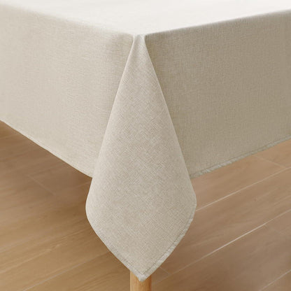 Abwaschbare Leinenoptik Tischdecke mit Lotuseffekt, Beige 140 x 180 cm