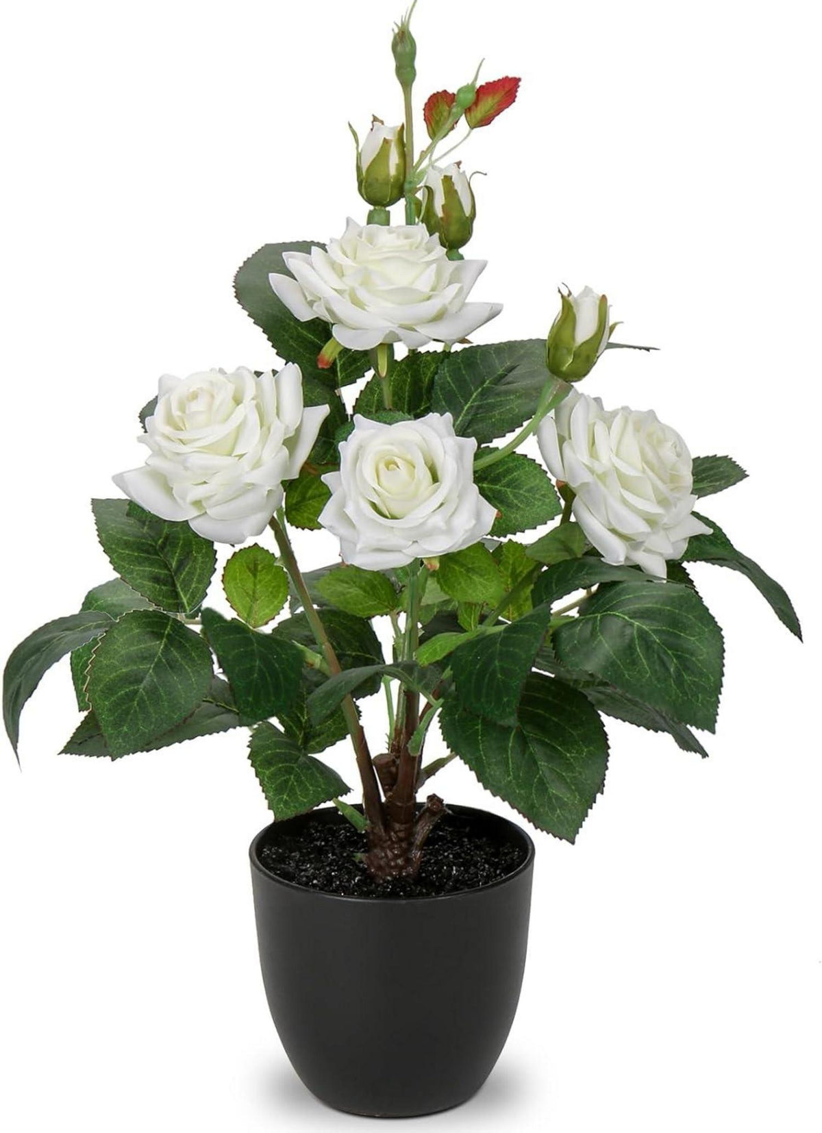 Kunstblumen Rosenbusch im Topf Hochzeit Deko 34CM