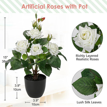Kunstblumen Rosenbusch 34CM Künstliche Pflanzen Deko Rosen