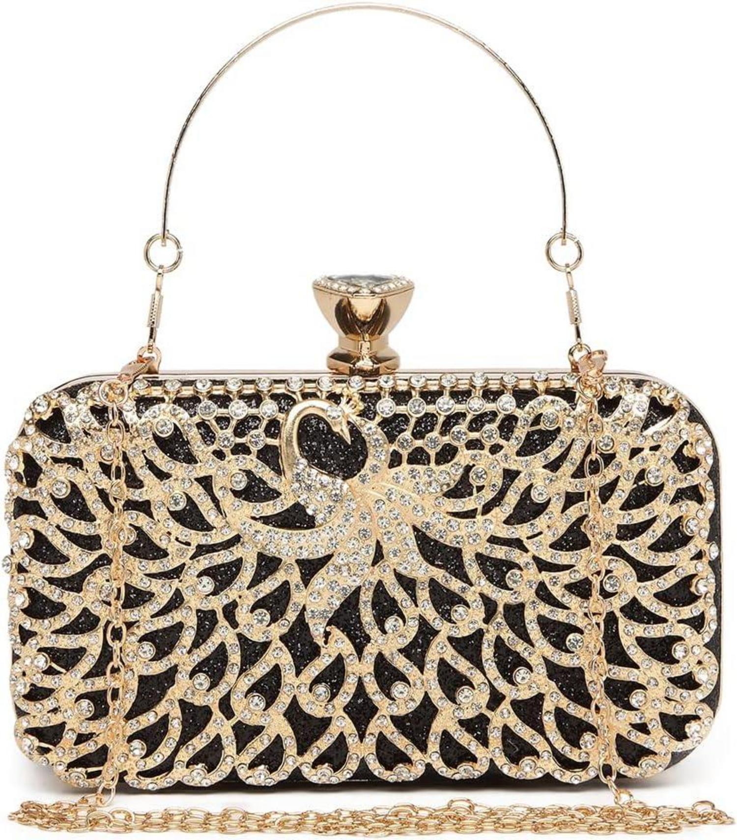 Elegante Miss Lulu Damen Clutch Hartschale Schwarz