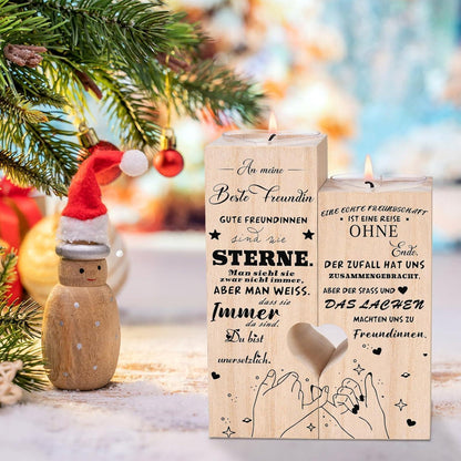 Kerzenhalter Holz für beste Freundin - Persönliches Geschenk